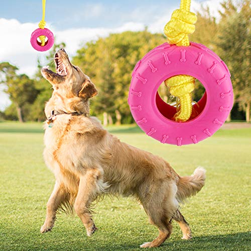 Hunde Reifenspielzeug, Interaktives Fetch Play Treat -Spender Ziehen Spielzeug Welpe Kauenspielzeug mit Seilkatze Kauen Seil Seil Hundespielzeug Aggressive Kauspielspielzeug für Kleine Mittlere von TARSHYRY