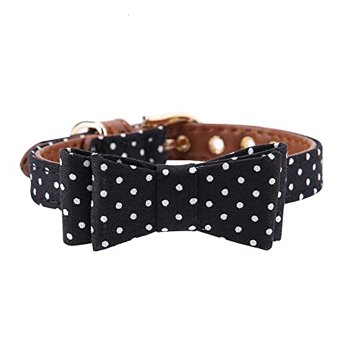 Hundefliege, Verstellbare PU Leder -Hunde Biege Bindung Welpenkragen mit Bowtie Dog Fliege Krawattenkragen Hunde Bowties für Kleine Mittelgroße oder Große Jungen und Mädchenhund (1,3 * 42 cm) von TARSHYRY