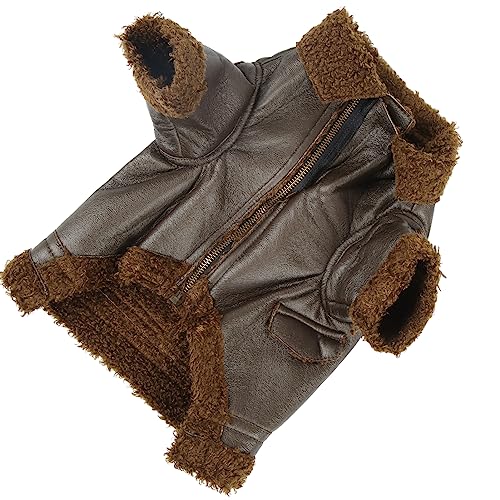 Hundelederjacke, PU Leder Motorradjacke Haustier Winter Leder Jacke Kalte Wettermäntel Hundebelude Wintermantel für Große Mittel Kleine Hunde, Terrierkleidung (L) von TARSHYRY