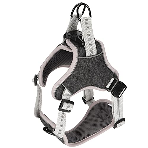 Hundeweste, Blind Hundegurt Kein Zug Verstellbarer Hundeweste Kabelbaum Haustier Wanderkabelbaum mit Leicht Kontrollieren Griff Hunde Reflektierende Weste für Kleine Große Mittelgroße Hund Schwarz (L) von TARSHYRY