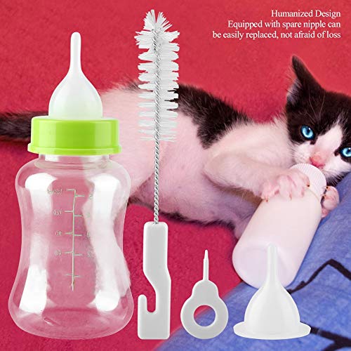 Kätzchenflasche Fütterungskit, Kätzchen -Fütterungsflasche Silikon Fütterungsnippel 150 Ml Milchflasche Feeder Welpenflaschen für Pflege für Alle Rassen von Welpen, Kätzchen und Anderen Tieren von TARSHYRY