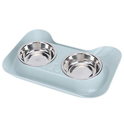 Katzenfutter und Wasserschüssel Set, Doppelhundkatze Schalen Edelstahl Wasser Futterbecken Fütterungsversorgung Welpenschalen Katzenfutterschale Futtermittelfutter für Kleine Katzen Hunde, (Blue) von TARSHYRY