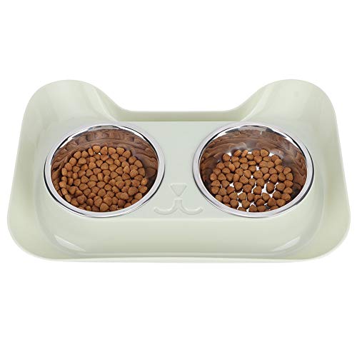 Katzenfutter und Wasserschüssel Set, Doppelhundkatze Schalen Edelstahl Wasser Futterbecken Fütterungsversorgung Welpenschalen Katzenfutterschale Futtermittelfutter für Kleine Katzen Hunde, (Green) von TARSHYRY