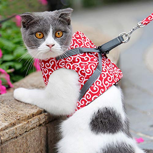 Katzenkabelbaum und Leine, Flucht -Proof Weichverstellbare Weste Gurte für Katzen Atmungsaktive Gepolsterte Weste Jacke mit Leinenkätzchenkabelbaum und Leinen -Set Katzenweste für Katzenwanderung (XS) von TARSHYRY