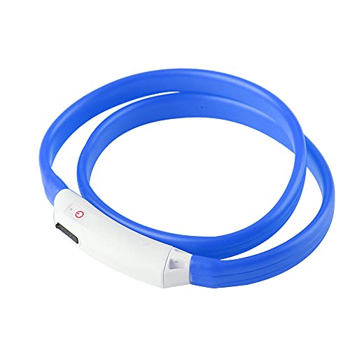 LED Hundekragen Wiederaufladbar, Leuchtende Hunde Walking -Leuchten Silikon Weiches Hund Halskette Licht Hundekragen für Nacht Gehen für Kleine Mittlere Große Hunde (Blue) von TARSHYRY