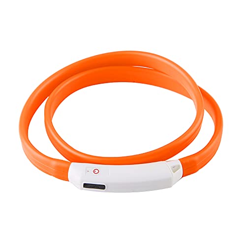 LED Hundekragen Wiederaufladbar, Leuchtende Hunde Walking -Leuchten Silikon Weiches Hund Halskette Licht Hundekragen für Nacht Gehen für Kleine Mittlere Große Hunde (ORANGE) von TARSHYRY