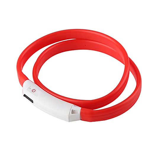 LED Hundekragen Wiederaufladbar, Leuchtende Hunde Walking -Leuchten Silikon Weiches Hund Halskette Licht Hundekragen für Nacht Gehen für Kleine Mittlere Große Hunde (Rot 70T) von TARSHYRY
