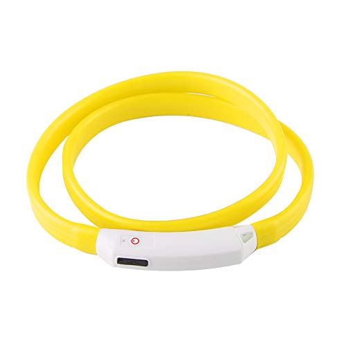 LED Hundekragen Wiederaufladbar, Leuchtende Hunde Walking -Leuchten Silikon Weiches Hund Halskette Licht Hundekragen für Nacht Gehen für Kleine Mittlere Große Hunde (Yellow) von TARSHYRY