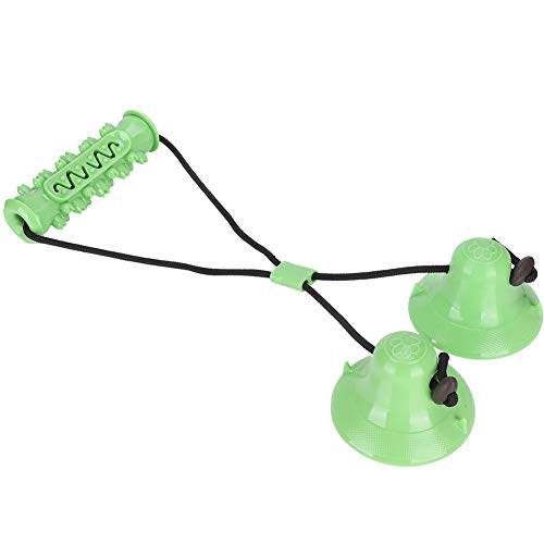 Saugbecher Hundespielzeugschlepper des Krieges, Hunde Zahnbürste Kauen Spielzeug Haustierzähne Reinigungsseile Spielzeug mit Doppelsaugbecher und Bürsten Hund Interaktiver Hund für Kleine (GREEN) von TARSHYRY