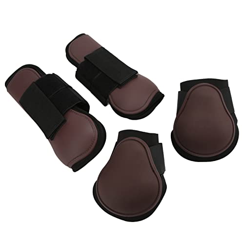 Schienestiefel für Pferde, 4pcs Pferdebein Stoßdämpfer Horse Reitstiefel Pferdestiefel für Reitwettbewerb Equestrische Ausrüstung (braunes Set Große Größe (37,4 x 18,9 x 6,7 Zoll)) von TARSHYRY