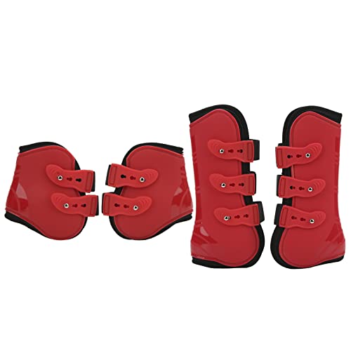Schienestiefel für Pferde, 4pcs Pu Neopren Vorne Hindpferd Sehne Springen (Set aus roter Vorder- und Rückseite XL) von TARSHYRY