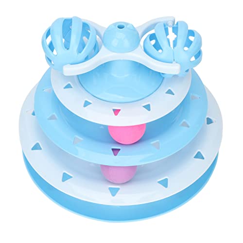 TARSHYRY Catball -Turm, Interaktive 4 -Tier Katzenspurspielzeug Turntable Cat Toy Bugs Training Puzzle Toys Cat Ball Spielzeug für Innenkatzen für Katzenjaging Übungen (Blue) von TARSHYRY