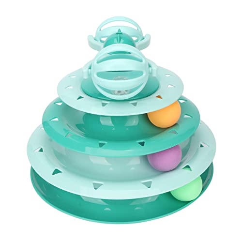 TARSHYRY Catball -Turm, Interaktive 4 -Tier Katzenspurspielzeug Turntable Cat Toy Bugs Training Puzzle Toys Cat Ball Spielzeug für Innenkatzen für Katzenjaging Übungen (Green) von TARSHYRY