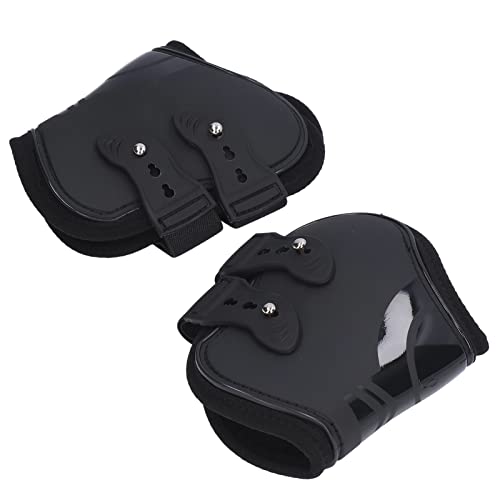TARSHYRY Eisstiefel für Pferde, 2pcs PU -Shell -Sehnen Fetlock Klammerstiefel Pferdehörer Set Horse Jumps für Reitfahrten Reitfahrer Geräte (Schwarze Hinterbeine Mitte 22,5x22.5cm / 8.9x8.9in) von TARSHYRY