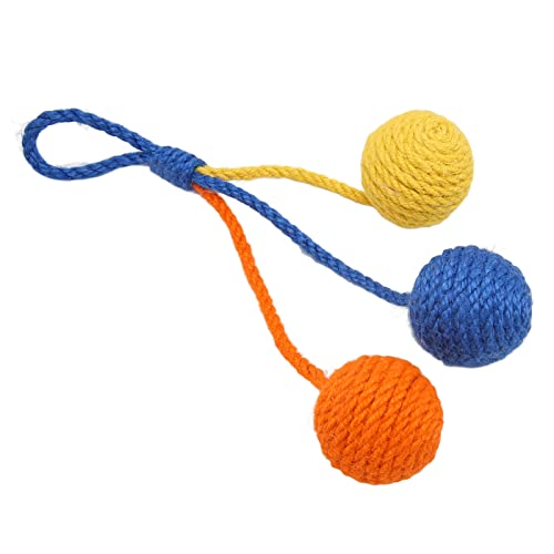 TARSHYRY Hängende Katzenspielzeug, Sisalkugeln für Katzen Zum Kratzen, Pat, Bissen oder Interaktive Katzenkauen Spielzeugkatze Spielzeugkatze Spielzeugkugeln für Innenkatzen Kätzchen (Blau, Gelb, von TARSHYRY