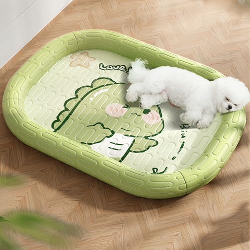 TARSHYRY Hundekühlungsmatte, Tierbett Cartoon Dinosauriermuster Ovales Katzenbett Schlafen Entspannende Frühlingssofa Betten für Zwingerkistensofa, Bodenkatzen Hunde Schlafkühldecke von TARSHYRY