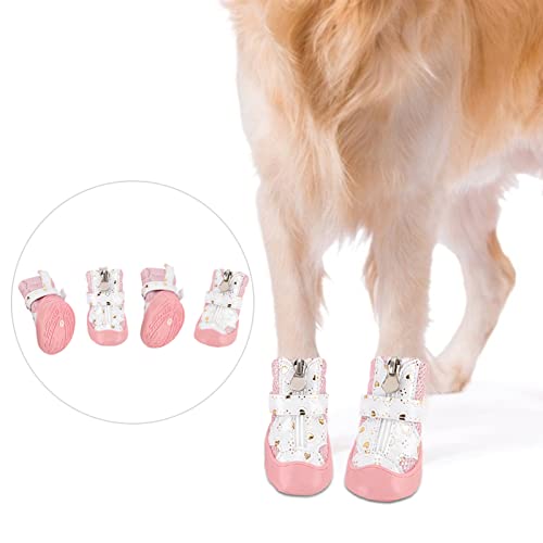 TARSHYRY Hundestiefel, 4pcs Los Haustierhundschuhe für Kleine Mittelgroße Hunde Welpe Nicht -Slip Atmable Mesh Outdoor Walking Hundeschuhe Hundestiefel für Hardfloors, Laufen (4) von TARSHYRY