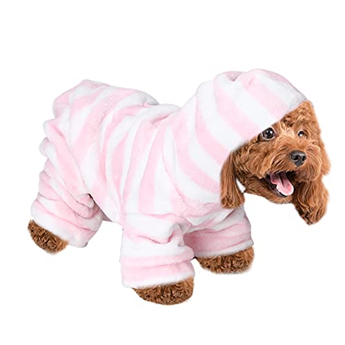 TARSHYRY Katzenschneeanzug, 4 Beine Jumpsuit Pyjamas Streifen Hoodies Kleidung Winter Warmes Schweißhemd Fleece Hundepyjamas Hund Jammies für Kleine Mittelgroße Hundekatze (XL) von TARSHYRY