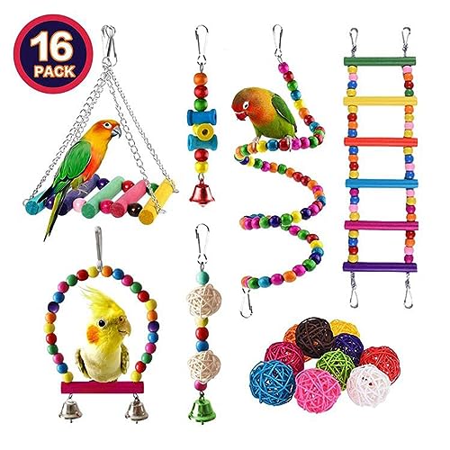 TARSHYRY Spielzeug -Sorte -Set Ziehen Vögel Aufmerksamkeit Holzspielzeug für Haustiervögel Sicher und Langlebig 7 Packs Cockatiels Shotes Spatzen (16) von TARSHYRY