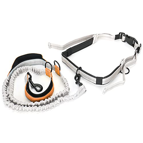 Taille Leine für Hundegasse, Stoßdämpferung Bungee Dual Griff Hunde Running Leine Reflektierende Wanderleine mit Taillengürtel Taille Leinen Leinen Gürtel für Kleine Bis Große Hunde (Yellow) von TARSHYRY