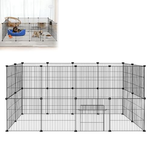 TATIVALO Freigehege für Kleintiere 142x72x36 cm – Welpenlaufstall für Kaninchen, Meerschweinchen, Katzen, Igel – DIY Stecksystem, Indoor & Outdoor, 24er Pack, mit Tür – Schwarz TATIVALO Freigehege für Kleintiere 142x72x36 cm – Welpenlaufstall für Kaninchen, Meerschweinchen, Katzen, Igel – DIY Stecksystem, Indoor & Outdoor, 24er Pack, mit Tür – Schwarz von TATIVALO