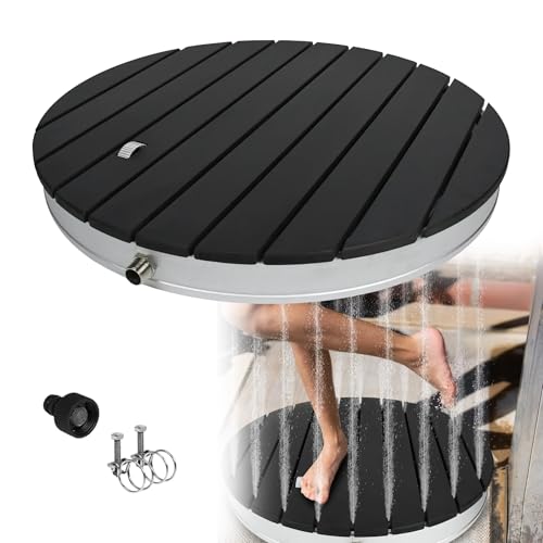 TATIVALO Gartendusche Campingdusche, Aluminium WPC Bodendusche, Ø70 cm Rund Pooldusche, rutschfeste Außendusche mit Fußrad, Fontänenhöhe bis 4 m, für Garten, Pool, Sauna & Camping, Anthrazit TATIVALO Gartendusche Campingdusche, Aluminium WPC Bodendusche, Ø70 cm Rund Pooldusche, rutschfeste Außendusche mit Fußrad, Fontänenhöhe bis 4 m, für Garten, Pool, Sauna & Camping, Anthrazit von TATIVALO