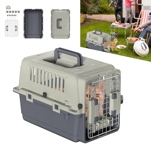 TATIVALO Hundetransportbox mit Sicherheitsverriegelung und Lüftungsgitter, Flugzeugtaugliche Reisebox für Hunde, 50 x 34 x 32 cm (L x B x H) von TATIVALO