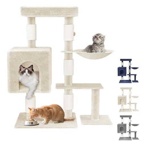 TATIVALO Mittelgroßer Katzenkratzbaum 92 cm – Stabiler Kratzbaum mit Sisalstämmen, gepolsterter Hängemulde & Mehreren Plattformen – Ideal zum Klettern, Spielen & Entspannen – Beige TATIVALO Mittelgroßer Katzenkratzbaum 92 cm – Stabiler Kratzbaum mit Sisalstämmen, gepolsterter Hängemulde & Mehreren Plattformen – Ideal zum Klettern, Spielen & Entspannen – Beige von TATIVALO