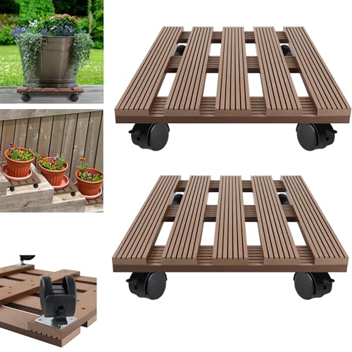 TATIVALO WPC Pflanzenroller eckig, 30x30 cm Hellbraun mit Rollen und Feststeller Blumentopf Untersetzer bis 100 kg für innen und außen TATIVALO WPC Pflanzenroller eckig, 30x30 cm Hellbraun mit Rollen und Feststeller Blumentopf Untersetzer bis 100 kg für innen und außen von TATIVALO