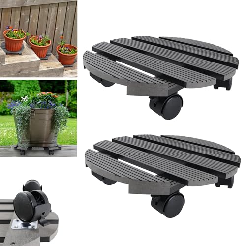TATIVALO WPC Pflanzenroller rund, 30x30 cm mit Rollen und Feststeller Blumentopf Untersetzer bis 100 kg für innen und außen, TATIVALO WPC Pflanzenroller rund, 30x30 cm mit Rollen und Feststeller Blumentopf Untersetzer bis 100 kg für innen und außen, von TATIVALO