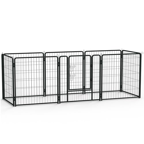TATIVALO Welpenlaufstall Tierlaufstall Welpenauslauf Freilaufgehege Laufstall 6/8/12-teilig, mit Türen, Welpengitter für Wohnung & Garten, 8 TLG - 80 cm hoch von TATIVALO