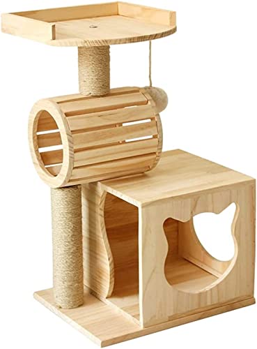 Hölzernes Katzenspielzeug Massivholz-Katzen-Klettergerüst Sisal-Katzen greifen die Pfosten-Katzen-Nest-Plattform Multifunktionales Haustierprodukt von TATSEN