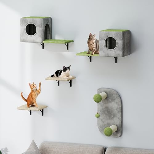 TAUS 5-teiliges Kratzmöbel-Set aus strapazierfähigem Flanell mit Katzenhaus, Schlafplatz und Sisal-Säulen für Katzen zum Schlafen und Spielen von TAUS