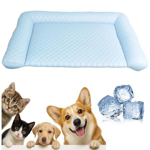 TAYGUM Kühlmatte für Hunde, kühlendes Hundebett, weich, langlebig, Kratzfest, 450 Mikrometer-Oxford-Gewebe, selbstkühlendes Pad für Hunde und Katzen im Sommer (Hellblau, L) von TAYGUM