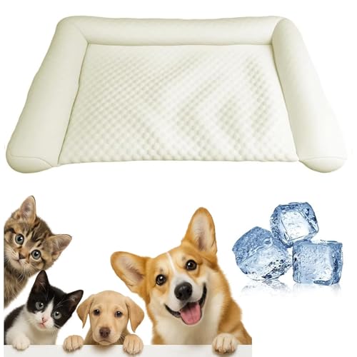 TAYGUM Kühlmatte für Hunde, kühlendes Hundebett, weich, langlebig, Kratzfest, 450 Mikrometer-Oxford-Gewebe, selbstkühlendes Pad für Hunde und Katzen im Sommer (Hellgelb, L) von TAYGUM