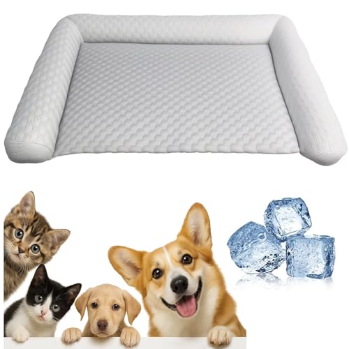 TAYGUM Kühlmatte für Hunde, kühlendes Hundebett, weich, langlebig, Kratzfest, 450 Mikrometer-Oxford-Gewebe, selbstkühlendes Pad für Hunde und Katzen im Sommer (Hellgrau, M) von TAYGUM