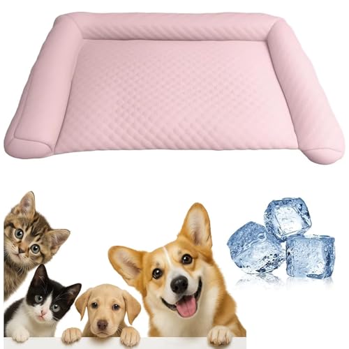 TAYGUM Kühlmatte für Hunde, kühlendes Hundebett, weich, langlebig, Kratzfest, 450 Mikrometer-Oxford-Gewebe, selbstkühlendes Pad für Hunde und Katzen im Sommer (Hellrosa, M) von TAYGUM