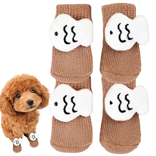 TAYSTE Socken für Hunde,Anti-Rutsch-Schutz Cartoon Dog Grip Socken | Bequemes Hundezubehör aus Polyester, elastische Socken ohne Pilling für den täglichen Gebrauch im Winter, Laufen, drinnen, draußen von TAYSTE