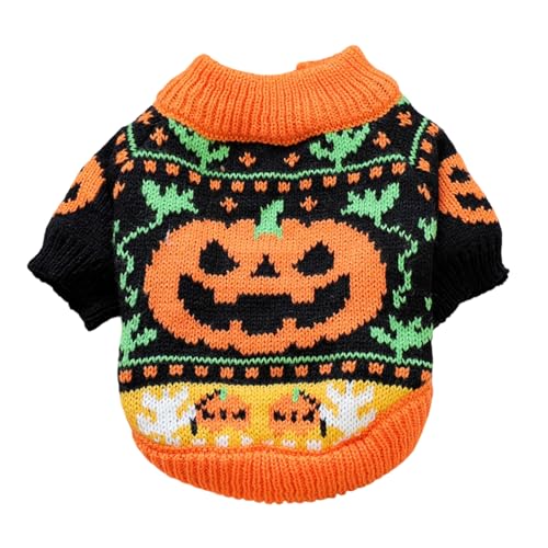 Halloween-Pullover für Hunde, gestrickter Kürbis, Herbst-Hundepullover, Halloween-Kostüm, Kleidung, für Festival-Urlaub, für kleine Hunde Halloween-Pullover für Hunde, gestrickter Kürbis, Herbst-Hundepullover, Halloween-Kostüm, Kleidung, für Festival-Urlaub, für kleine Hunde von TAZIZI