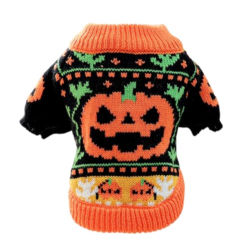 Halloween-Pullover für Hunde, gestrickter Kürbis, Herbst-Hundepullover, Halloween-Kostüm, Kleidung, für Festival-Urlaub, für kleine Hunde Halloween-Pullover für Hunde, gestrickter Kürbis, Herbst-Hundepullover, Halloween-Kostüm, Kleidung, für Festival-Urlaub, für kleine Hunde von TAZIZI