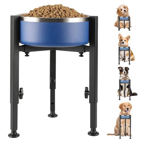 TAZZOR Erhöhter Hundenapf 4 Verstellbare Höhen Futternapf Hund Ständer Verstellbare Breite 17-30 cm Metall Wassernapf Hundeschüssel Halter für Große Mittelgroße Kleine Hunde(Napf Nicht Enthalten) von TAZZOR