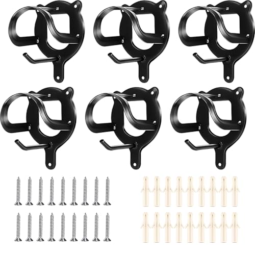 TAZZOR Trensenhalter für Pferde, Reitstall, Sattelkammer, 6er Set Trensenhalter Schwarz aus Metall, Pferdezaumhaken mit Expansionsröhrchen und Schrauben für Hilfszügel, Führstricke, Seile und Gurte von TAZZOR