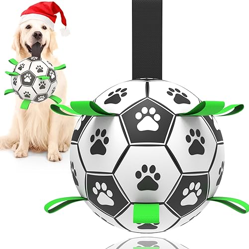 Hundespielzeug, Fußball mit Riemen, interaktives Hundespielzeug für Tauziehen, Hofspiel, Wasserspielzeug, Herding Ball für Hunde klein und mittel, Welpengeburtstagsgeschenke, Outdoor-Jolly Ball von TBC PET