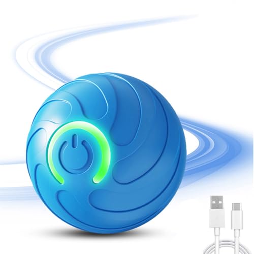 TBLMPNE Interaktives Hundespielzeug, Hundespielzeug Ball Hunde Spielzeug Aktives Rollballspielzeug für Hunde und Katzen, Automatisch Rollender Ball USB Wiederaufladbar (Blau) von TBLMPNE