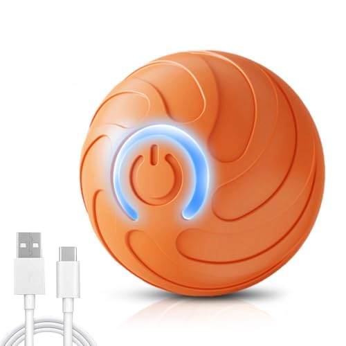 TBLMPNE Interaktives Hundespielzeug, Hundespielzeug Ball Hunde Spielzeug Aktives Rollballspielzeug für Hunde und Katzen, Automatisch Rollender Ball USB Wiederaufladbar (Orange) von TBLMPNE
