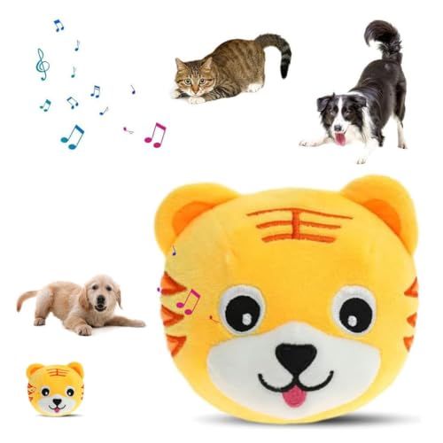 TBLMPNE Interaktives Hundespielzeug Hunde Ball Spielzeug, Hundebälle Intelligenzspielzeug für Hunde, Strapazierfähiger Automatisch Rollender Ball für Welpen Kleine (6# Tiger) von TBLMPNE