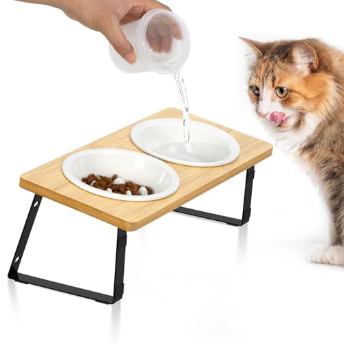 Erhöhter Katzennapfständer mit langsamem Futternapf, verstellbare Höhe, Futternäpfe, 15° Neigung, Anti-Verschütten, Keramik-Haustierfutterschalen, Bambus-Basis & rostfreier Eisenrahmen, Hunde Erhöhter Katzennapfständer mit langsamem Futternapf, verstellbare Höhe, Futternäpfe, 15° Neigung, Anti-Verschütten, Keramik-Haustierfutterschalen, Bambus-Basis & rostfreier Eisenrahmen, Hunde von TBMax