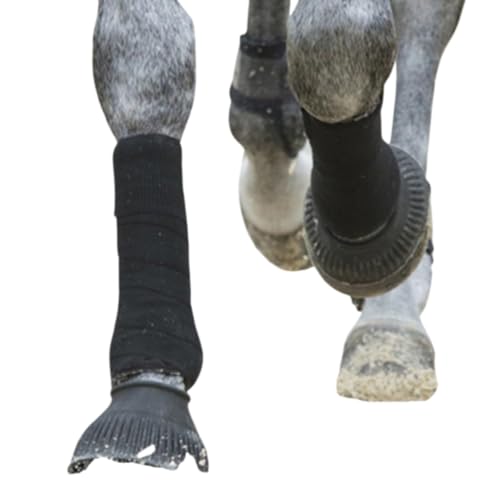 4 Stück Pferdebeinbinden, Equine Beinbandage mit Klemmverschluss, Fleece 200 * 12cm (Schwarz) von TCHAWk