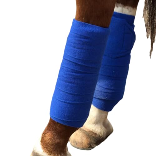 TCHAWk 4 Stück Pferdebeinbinden, Equine Beinbandage mit Klemmverschluss, Fleece 200 * 12cm (Blau) von TCHAWk