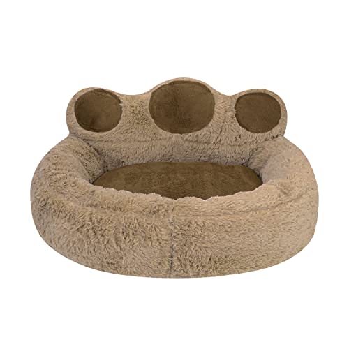 Haustierbett Kleine Hunde Katze Hundebett Plüsch Flauschig Katzenbett Pfotenform Hundekissen Abnehmbar Waschbar Katzenkissen Weich Hundesofa Rund Katzensofa Haustierkissen Welpen Sofa Zimmer Braun von TCNGKIJIUK